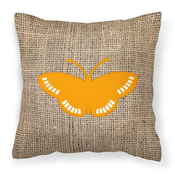 Carolines Treasures BB1031-BL-OR-PW1818 Butterfly Burlap and Orange Canvas Fabric Decorative Pillow BB1031 18H x18W
