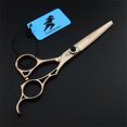 thumbnail image 4 of Juego de tijeras profesionales para cortar el cabello, de 6 pulgadas, de acero inoxidable dorado, con tijeras de entresacar para barberos., 4 of 5