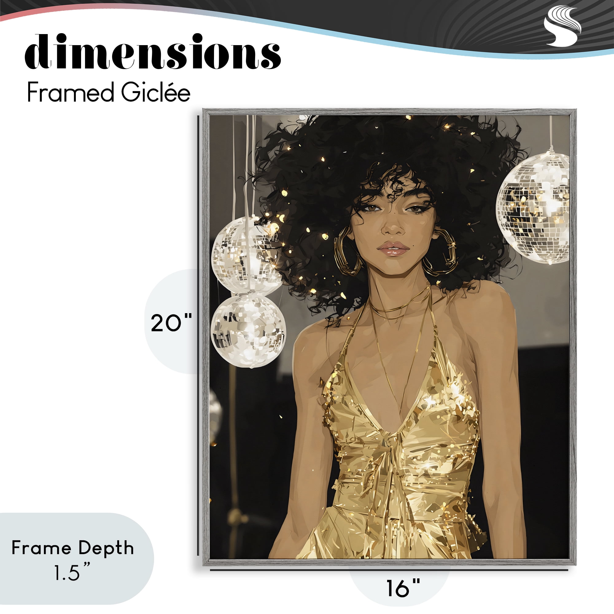 Stupell Industries Golden Disco Dream Party Gray Framed Giclee Art, design by Franklyn Gregory