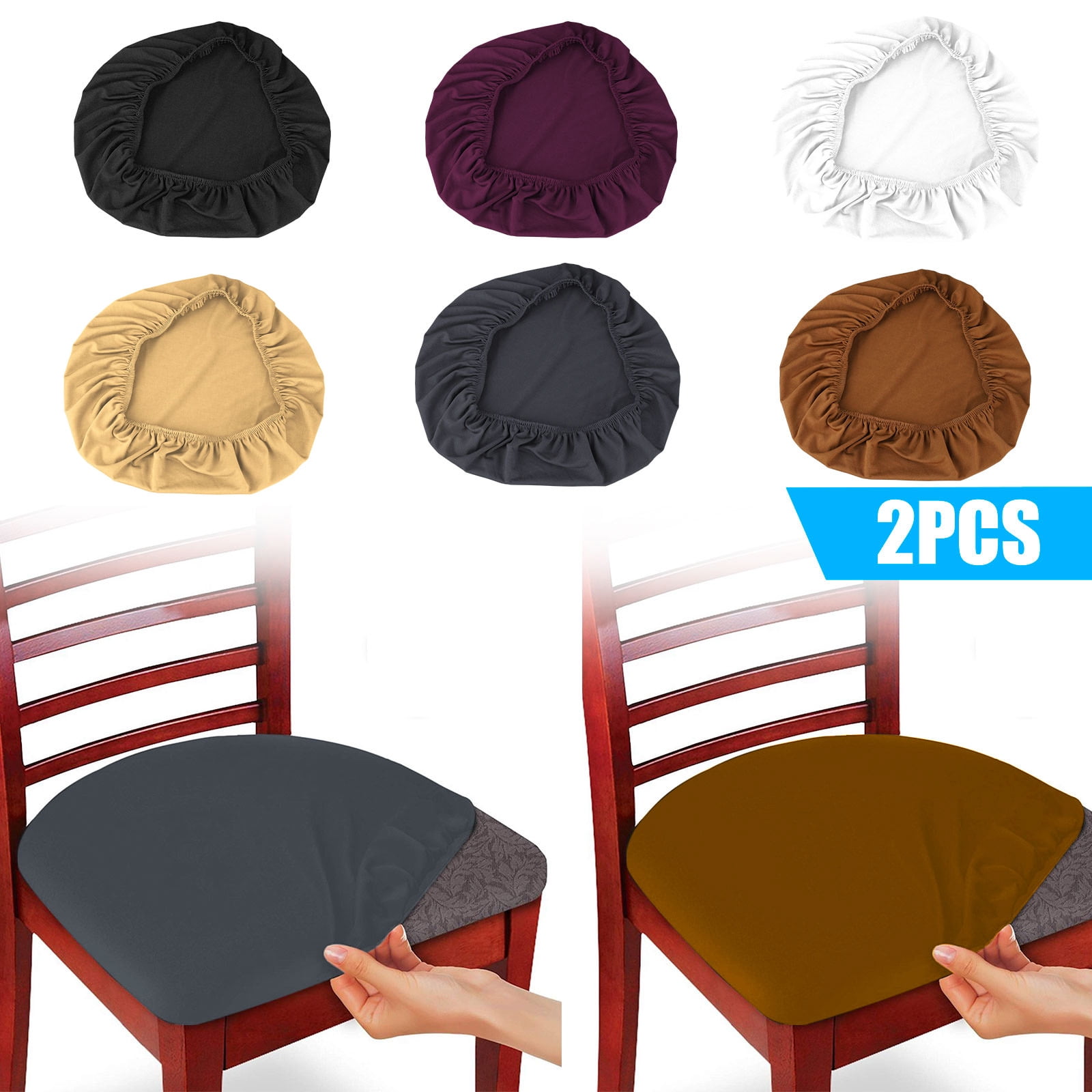 Stretchable Seat Covers Cover Protector Dining Chair Replacement S 2  Burgundy 