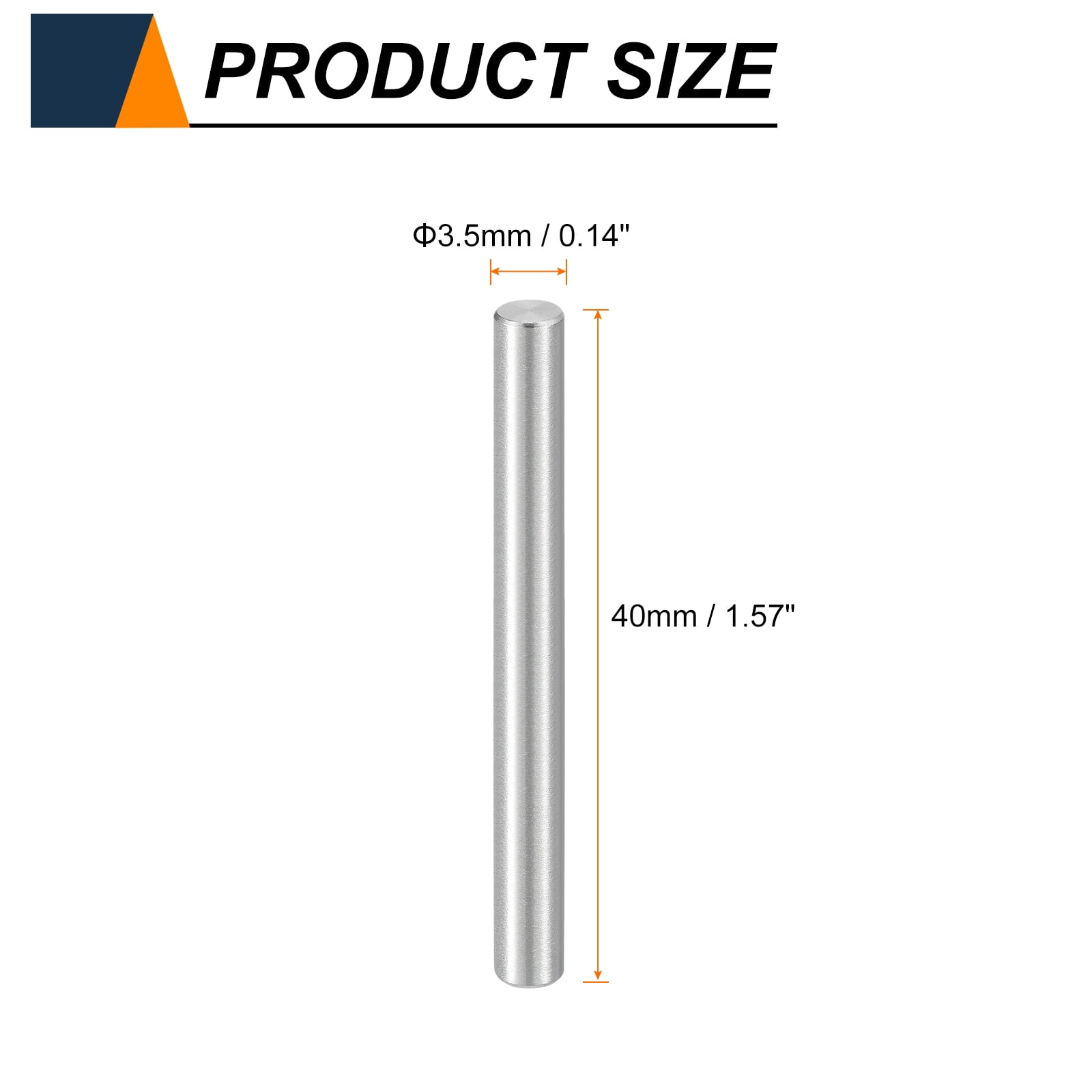 Uxcell 100pcs Dowel Pins M3.5(3.5mm) x 40mm 304 Stainless Steel Cylindrical Shelf Support Peg Pin Rod Fasten Elements for Metal Devices Wood Furniture DIY Installation, Silver