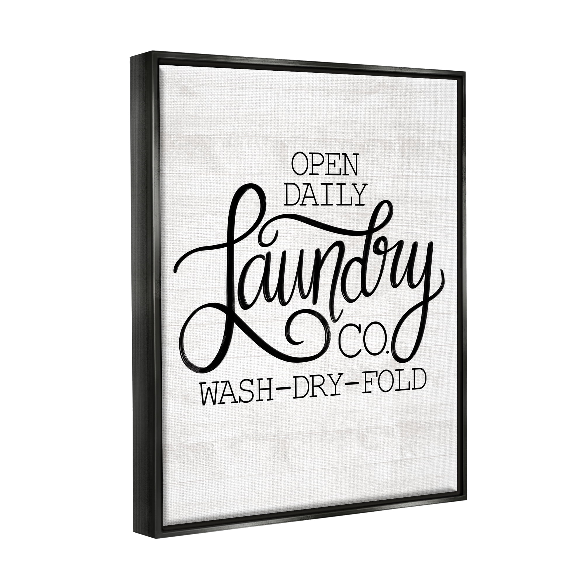 Stupell Industries Laundry Co Farmhouse Bathroom Typography Painting Black Floater Framed Art Print Wall Art