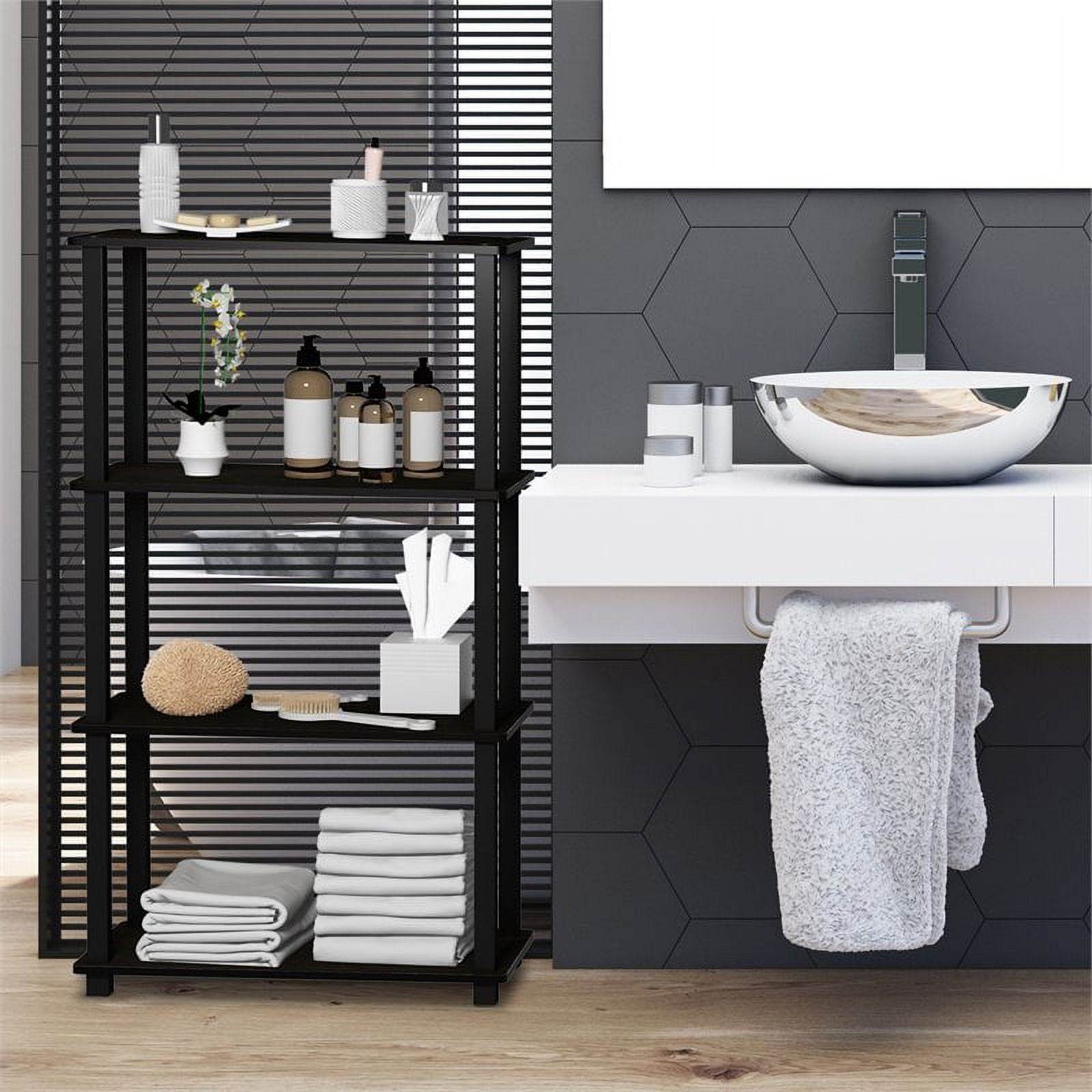 Furinno Turn-S-Tube 23.6â€ W x 11.4 D x 43.25 H 4-Shelf Decorative Shelves, Black