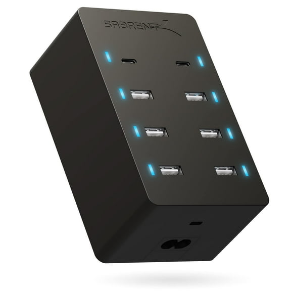 Cargador SABRENT 100W USB de 8 puertos con 2 puertos PD para la familia
