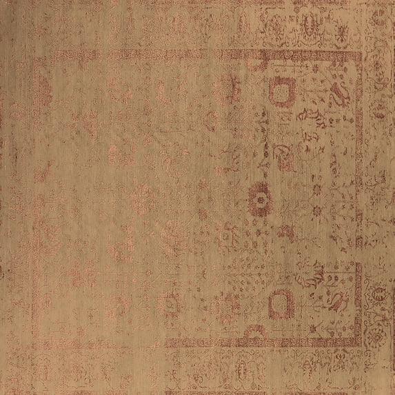 Ahgly Company Indoor Square Oriental Brown Industrial Area Rugs, 7' Square