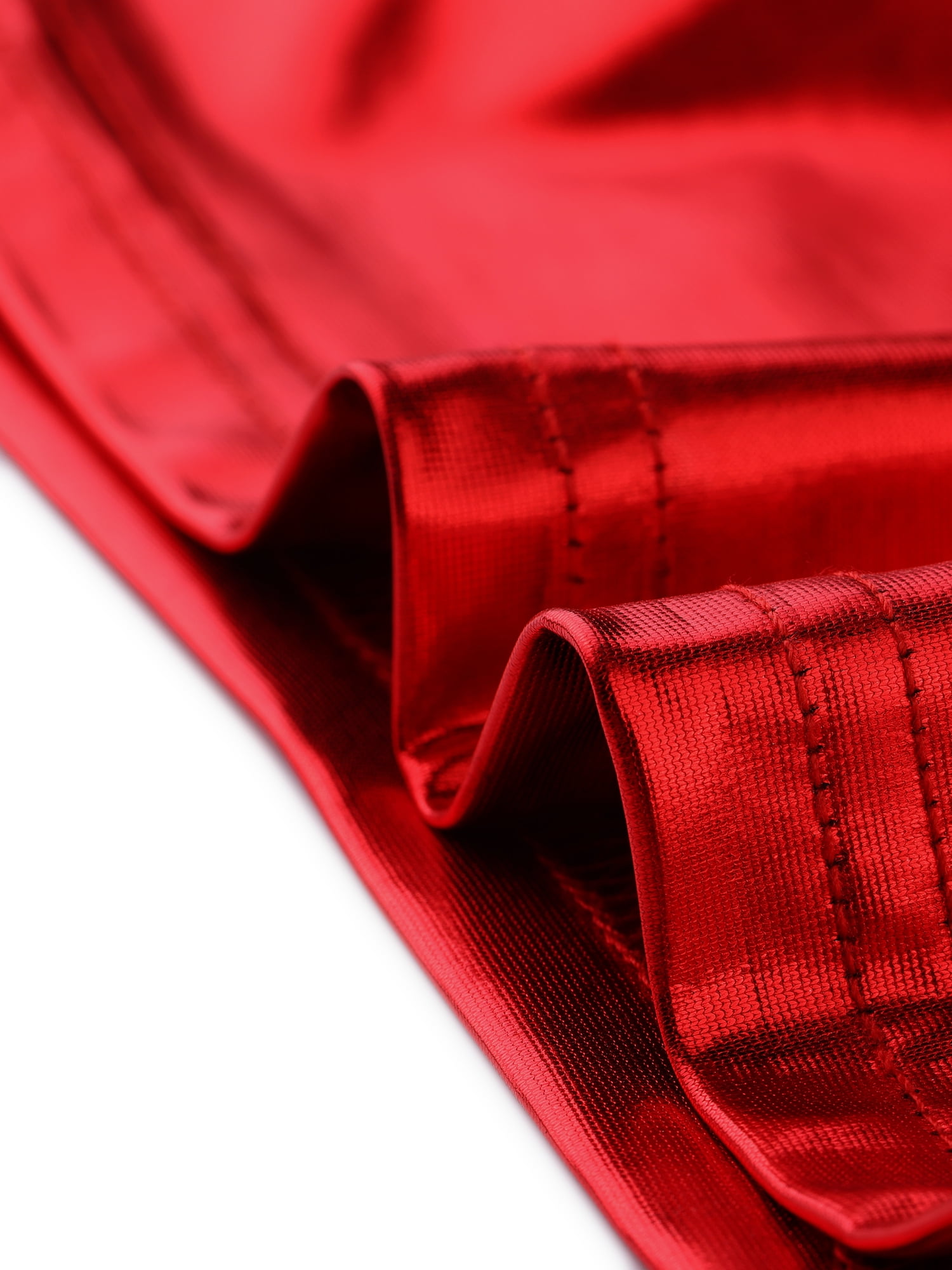 DARING DIVA Women's U Neck Sleeveless Shiny Metallic Crop Top S Red