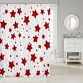 thumbnail image 2 of Manfei Minimalist Stars Shower Curtain 72Wx72L,Kawaii Cartoon Themed Bathroom Curtain,Red White, 2 of 5