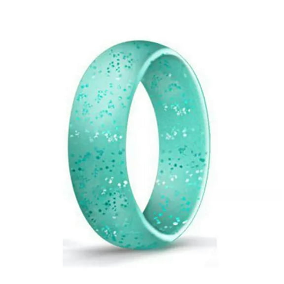 EOEMY 5.7mm Silicone Rings Women Wedding Rubber Bands Hypoallergenic Finger Ring Gifts-Mint Green-10