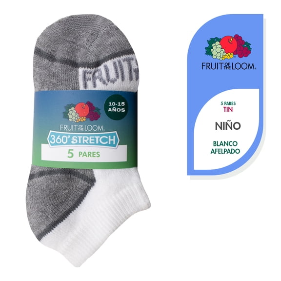 Set de Tines Fruit of the loom Para Niño Afelpado Anatómico Blanco 5 Pares Talla G