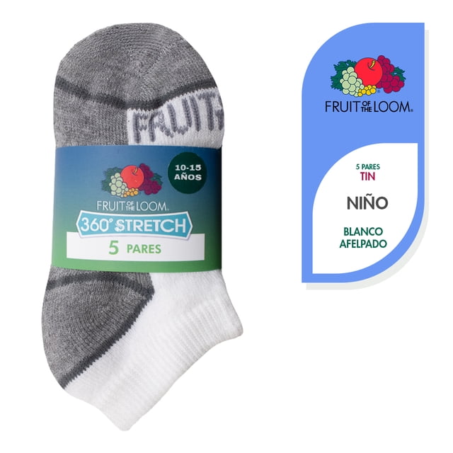 Set de Tines Fruit of the loom Para Niño Afelpado Anatómico Blanco 5 Pares Talla G