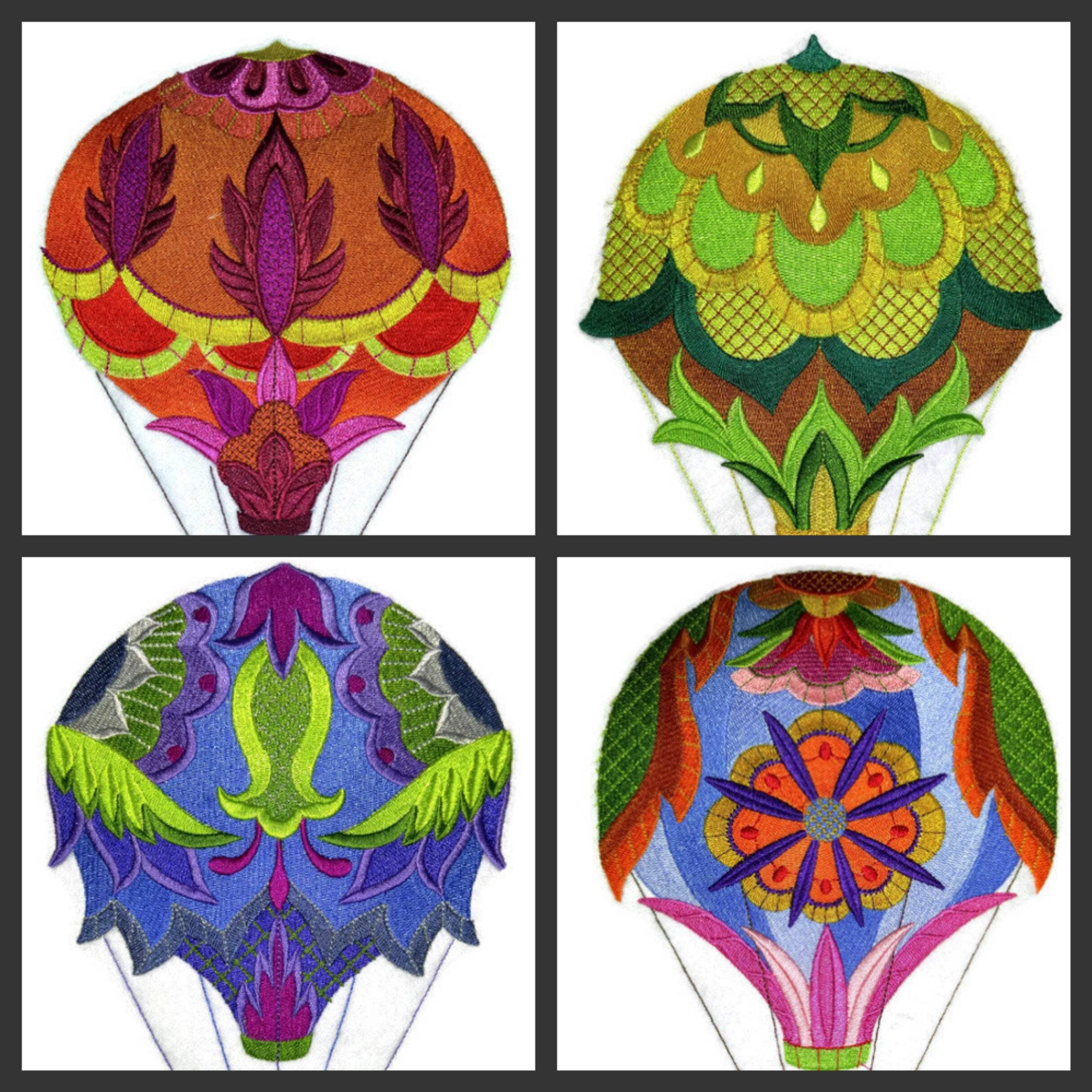 Custom Flaming Bright Jacobean Balloon Embroidered Iron On patch [5.89" x 8.29"]