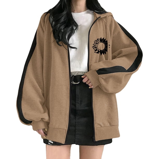Sudadera para mujer Sudaderas de gran tamaño Moda Casual Impreso Blusa de manga larga con cremallera Sudadera con capucha Odeerbi ODB-5