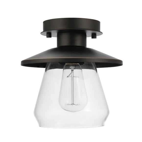Plafonnier semi-encastré en métal à ampoule unique à style vintage de Globe Electric