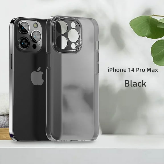 SaniMore for iPhone 14 Pro Max 6.7" Lightweight Case, Rugged Clear PC Back Anti-Fingerprint Anti-Scratch Heavy Duty Full Body Protective Case for iPhone 14 Pro Max Women Men, Black