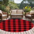 thumbnail image 4 of Non-Slip Rug Pad Rugs Red Black Buffalo Lattice Round Area Rugs 5Ft Soft Carpet Pads for Living Room Kids Room, Classic Modern Plaid, 4 of 9