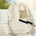 thumbnail image 2 of SRZYMJ Men's Lightweight Cotton Crewneck Sweatshirt Men's Long Sleeve Colour Block Crew Neck Casual Style Hoodless Sweatshirt Comfortable Soft, 2 of 3