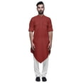 thumbnail image 3 of Atasi Asymmetrical Kurta Casual Button Down Shirt Cotton Casual Kurta Men, 3 of 5