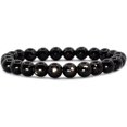 thumbnail image 1 of Natural Aura Hypersthene Gemstone 8mm Round Beads Stretch Bracelet 7 Inch Unisex, 1 of 2