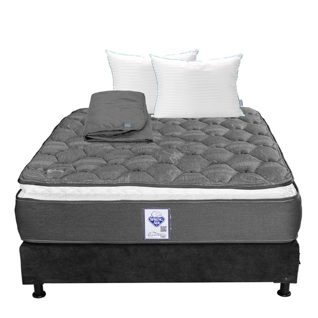 Colchón Matrimonial Spring Air Aries + Box + Almohada Royal Twin + Protector Rogga