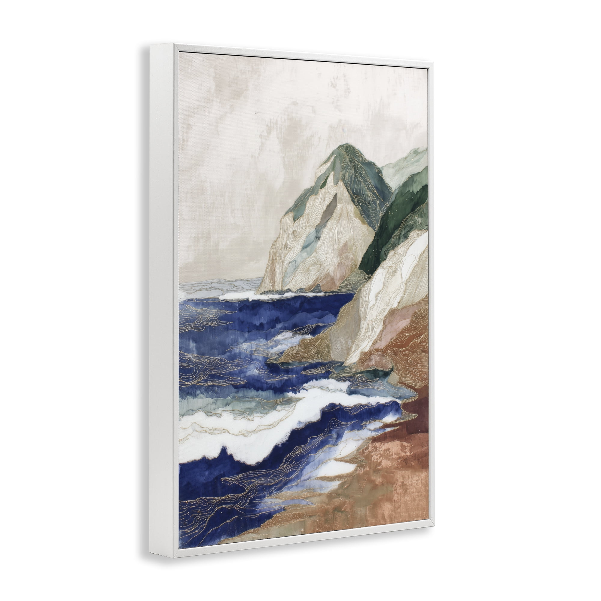 Stupell Industries Cliff Next To The Sea White Framed Giclee Art, design by Chromatic Storm Studio
