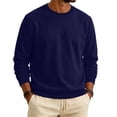 thumbnail image 3 of Men's Fleece Crewneck Sweatshirt Cotton Long Sleeve Pullover Casual Thermal Shirts fall winter fashion comfort solid Sweatshirt Navy XL, 3 of 6