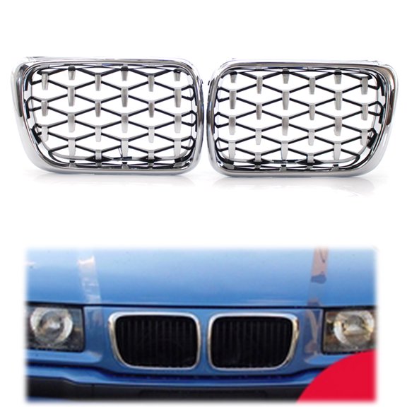 BFY For BMW 3 Series E36 M3 1997 1998 1999 Auto Front Grille Diamond Meteor Style ChromeABS Grill