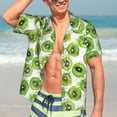 thumbnail image 7 of Honeii Green Kiwi Print Men’s Hawaiian Shirt,Classic Button-Down Short Sleeve Shirt, for Beach, Vacation, and Outdoor Activities,3X-Large, 7 of 7