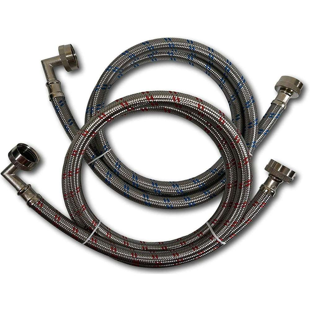 Premium Stainless Steel Washing Machine Hoses with 90 Degree Elbow, 4
