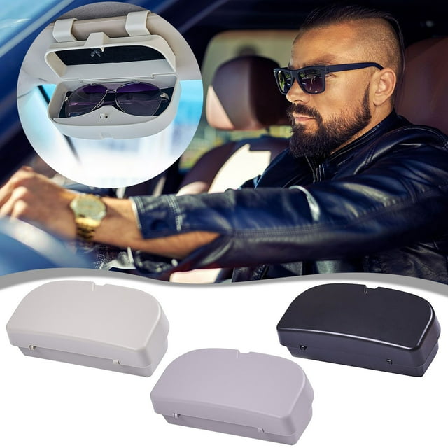 Fiudx Estuche para Gafas de Sol con Visera, Caja Universal para Almacenamiento En Vehículos, Diseño Mejorado de Doble Hebilla, Instalación Fácil y Estable, Gran Capacidad, Accesorio Multifuncional, T