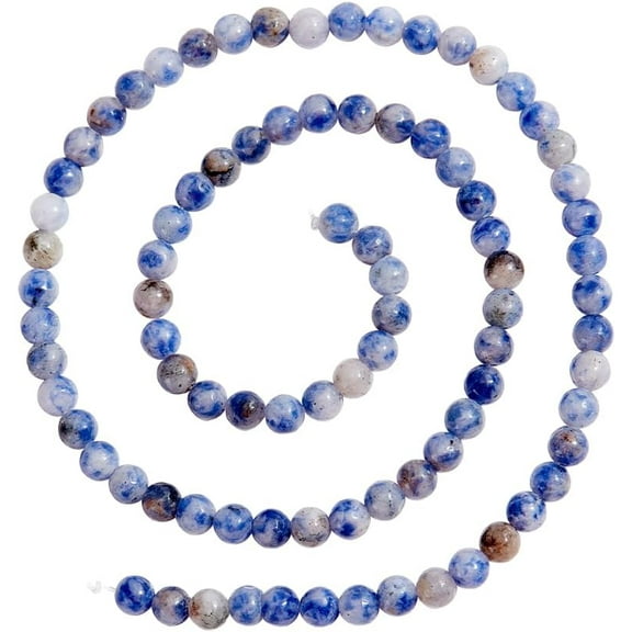 5 Strands 460 Pcs Natural Blue Spot Jasper Beads 4mm Smooth Round Stone Beads Loose Gemstone Beads Spacer Beads for DIY Crafts Necklace Bracelet Jewelry Making