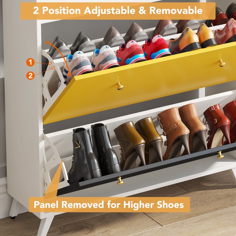 TRIBESIGNS WAY TO ORIGIN Cezalinda 47 in. H x 31.5 in. W Organizer 3-Flip  Drawers 24-Pair Entryway High Heels and Boot Rack Shoe Storage Cabinet  HD-F1605-WZZ - The Home Depot