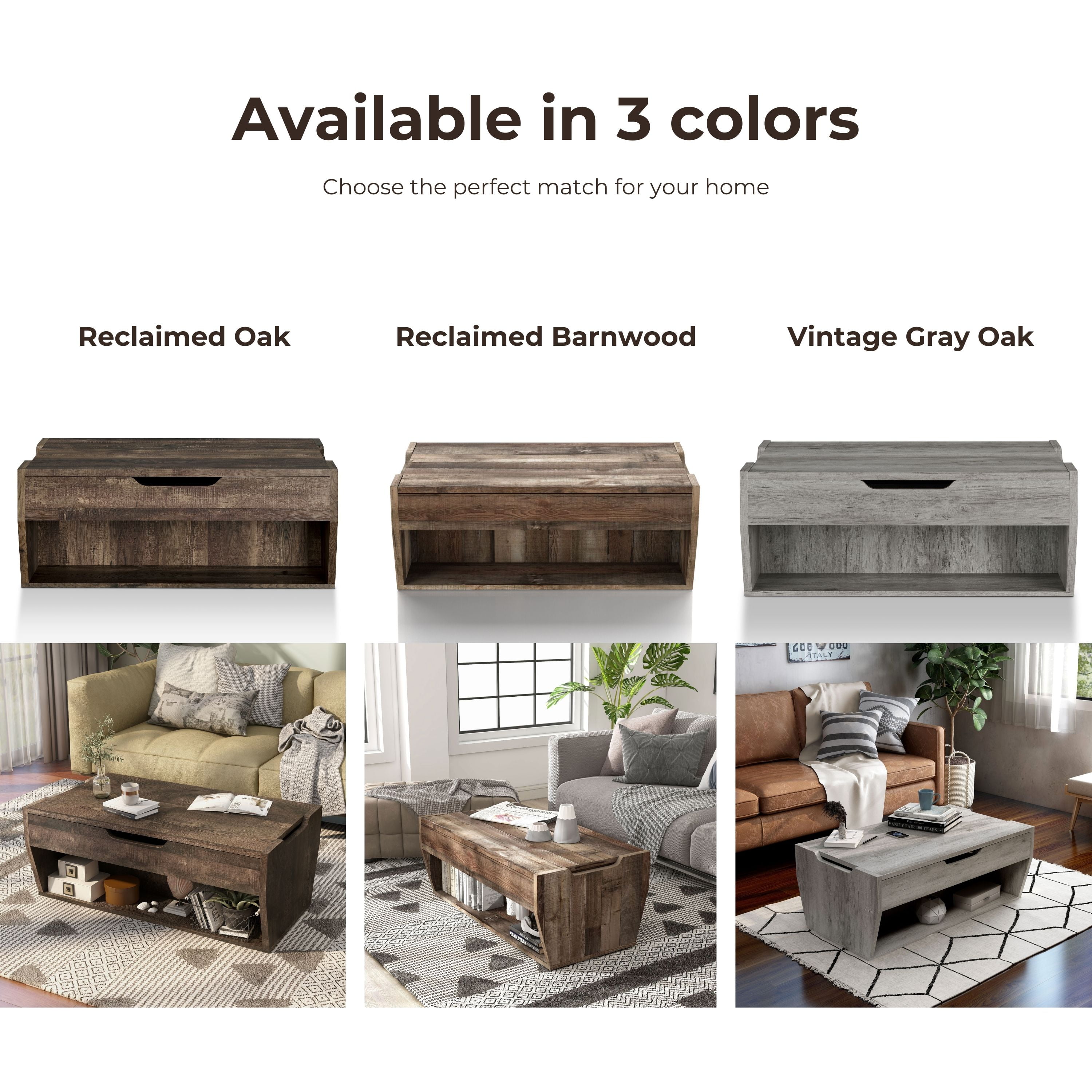Furniture of America Chet Lift-Top Coffee Table, Gray