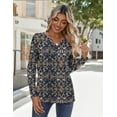 thumbnail image 5 of Zeagoo Women Blouses Casual Long Sleeve Spring Fall Tops Henley V Neck Floral Boho Shirts Dressy Summer Clothes, 5 of 6