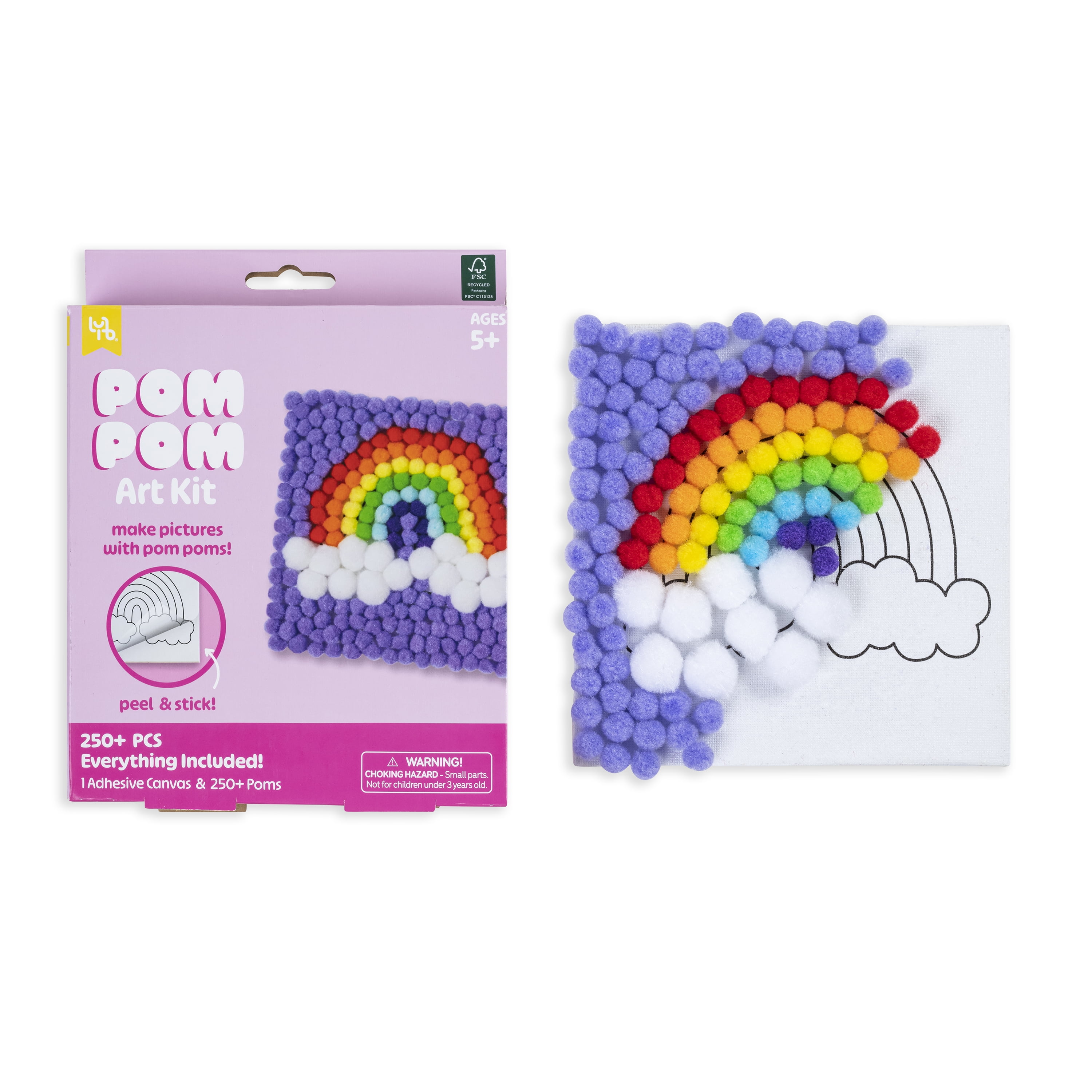 (2 pack) Little Yellow Bicycle Pom Pom Rainbow Art Kit