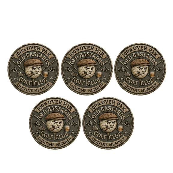 Golf Marker Golfs Accessories Over Pars Old Bastards Golfs Coin,Funny Golf Challenge Coin Whiskeys Design Gag Gift