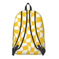 thumbnail image 3 of Yellow and White Wavy Checkered Backpack for School, Cute School Bag with Adjustable Shoulder Straps and Padded Back, 15.7"x11.8"x5.5", 3 of 5