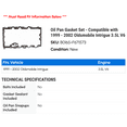 thumbnail image 2 of Oil Pan Gasket Set - Compatible with 1999 - 2002 Oldsmobile Intrigue 3.5L V6 2000 2001, 2 of 2