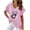Pink, variant on Fesfesfes Womens Short Sleeve Tops Women V-neck Print T- Fashion Comfortable Female Blouses Tops V Neck Tshirt Women L(US:8)