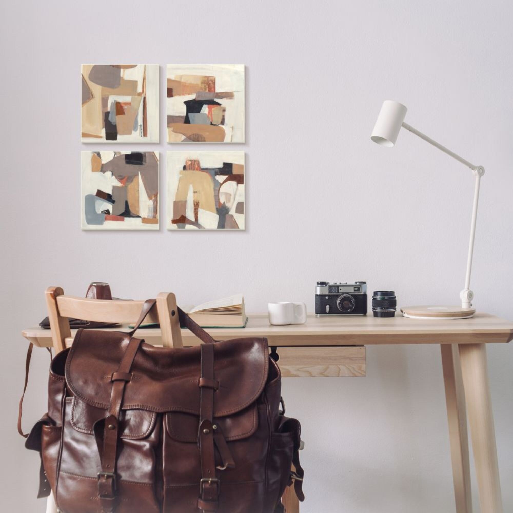 Stupell Industries Collage of Abstract Neutral Shapes Brown Black Design by Terri Burris