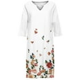 thumbnail image 5 of Vestidos de manga 3/4 para mujer Vestido de tirantes con estampado de flores a la moda Vestido con cuello en V hasta la rodilla Pompotops  hdfakjf6083, 5 of 5