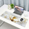 thumbnail image 5 of White Gold Flower Marble Extended Big Mouse Pad Large,XL Gaming Mouse Pad Desk Pad,31.5x11.8inch Long Computer Keyboard Mouse Mat Mousepad with 3mm Non-Slip Base and Stitched Edge for Home Office Work, 5 of 6