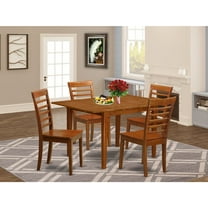 East West Furniture MILA5-SBR-W Small Spaces Dining Tables & 4 Kitchen Chairs, Saddle Brown