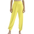 thumbnail image 3 of BiZtdJrK Yoga Pants for Women Loose Fit Wide Leg Pants High Waisted Workout Pants Solid Casual Jogger Trousers Buttery Soft Sweatpants Sales Today Yellow M, 3 of 9