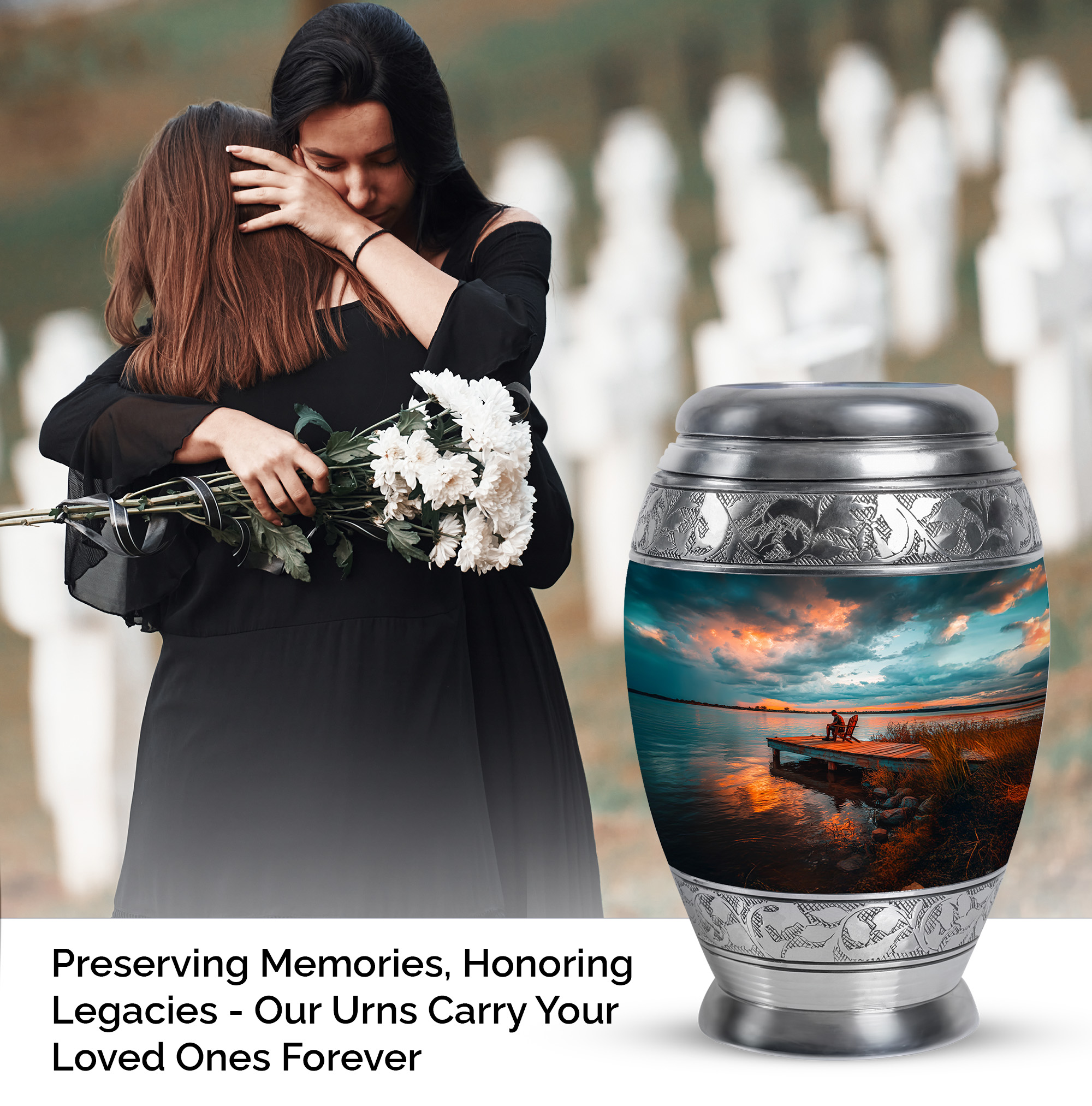 SABURIAL Fishing Urn - Mini Cremation Urns For Human Ashes Adult Women - Little Funeral Urn For Ashes Adult Male - Small Burial Urns For Men - Combo Of 10 Inch & 3 Inch