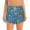 thumbnail image 3 of Uemuo Dinosaur on the Beach Vacation Pattern Women's Athletic Shorts High Waisted Running Shorts with Liner Pockets Gym Elastic Workout Shorts-XX-Large, 3 of 9
