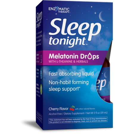 Enzymatic Therapy Sleep Tonight Melatonin Liquid Drops with L-Theanine & Herbals, Cherry, 2 Fl Oz