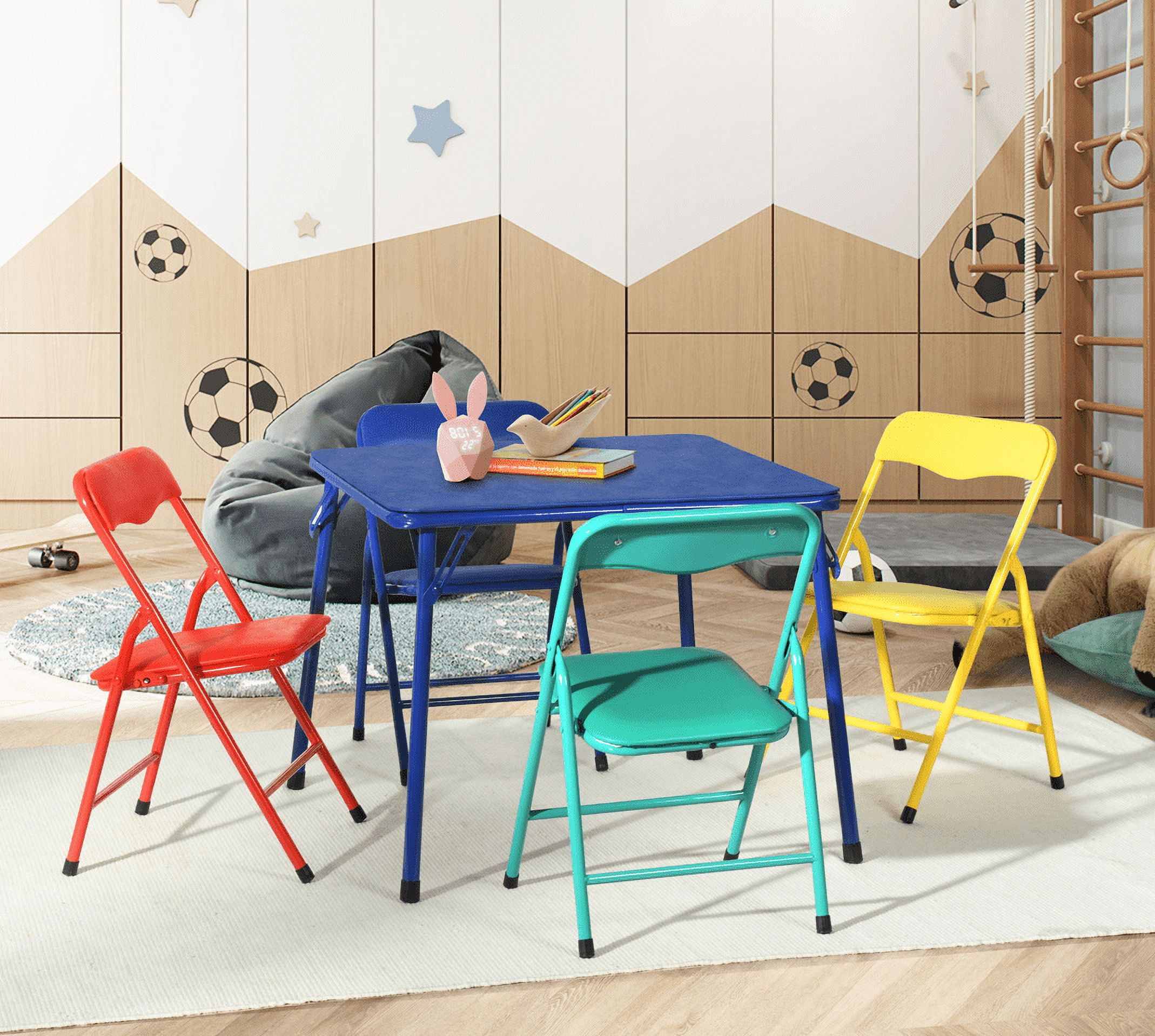 Homy Casa Kids Game Card Table and Chair Set, 5-Piece Toddler Furniture for Playroom & Preschool