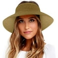 thumbnail image 2 of HAiming Women's Sun Visor Hat Wide Brim Straw Ponytail Summer Beach Hats UV Protection Foldable Packable Cap UPF 50+, 2 of 4
