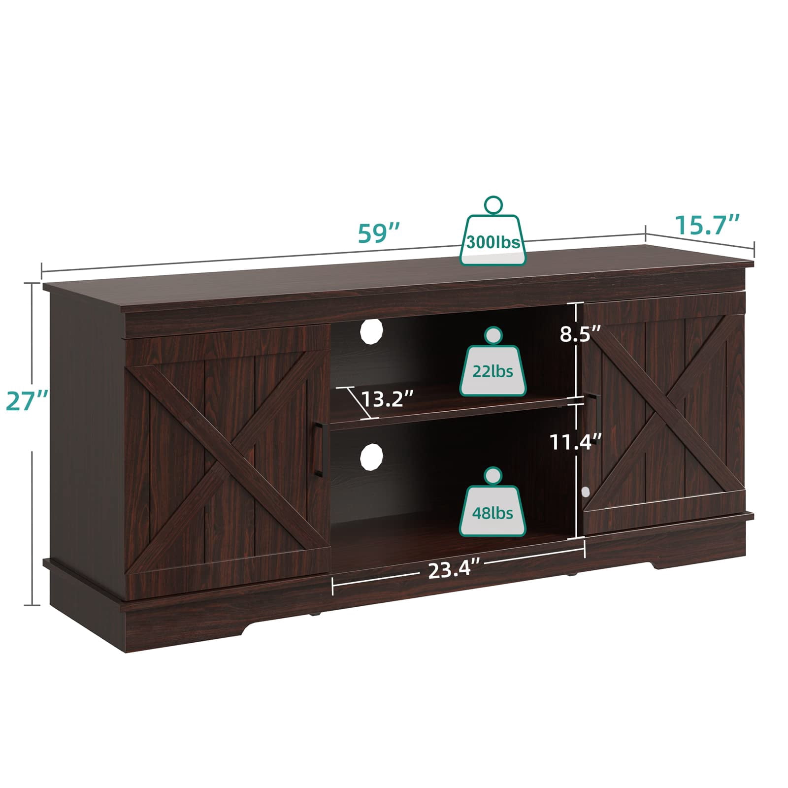 DEXTRUS Farmhouse Storage Cabinet, Buffet Sideboard with Barn Door for Dinning Living Room, Espresso