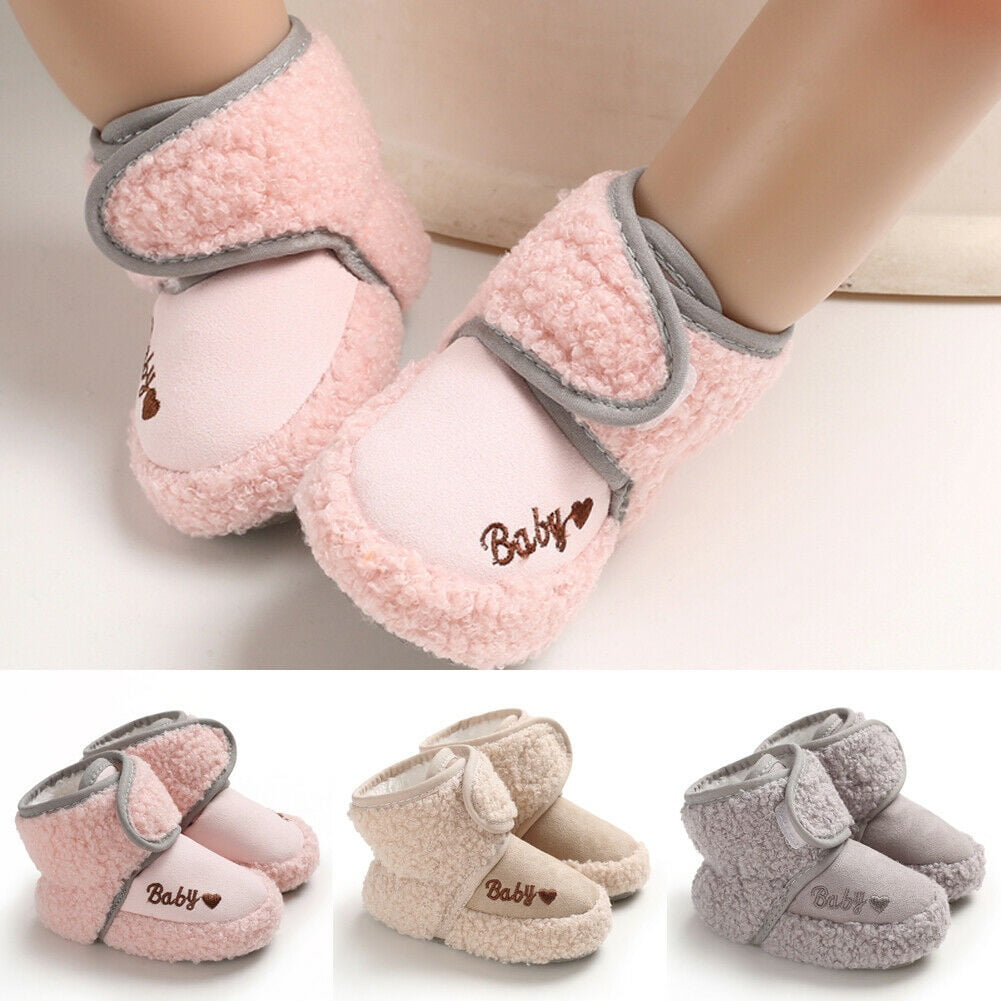 Cute Baby Toddler Shoes Girl Crib Soft Sole Shoes Winter Warm Snow Boots 0-18M
